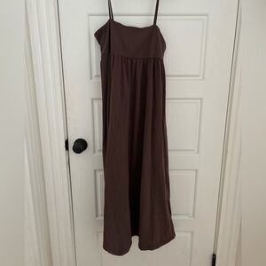 Brown Maxi Knit Cami Camisole Dress Sundress UK 10 US 6 100% Cotton
